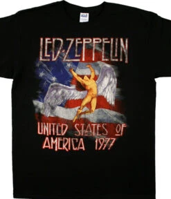 Led Zeppelin America 1977 Black T-Shirt
