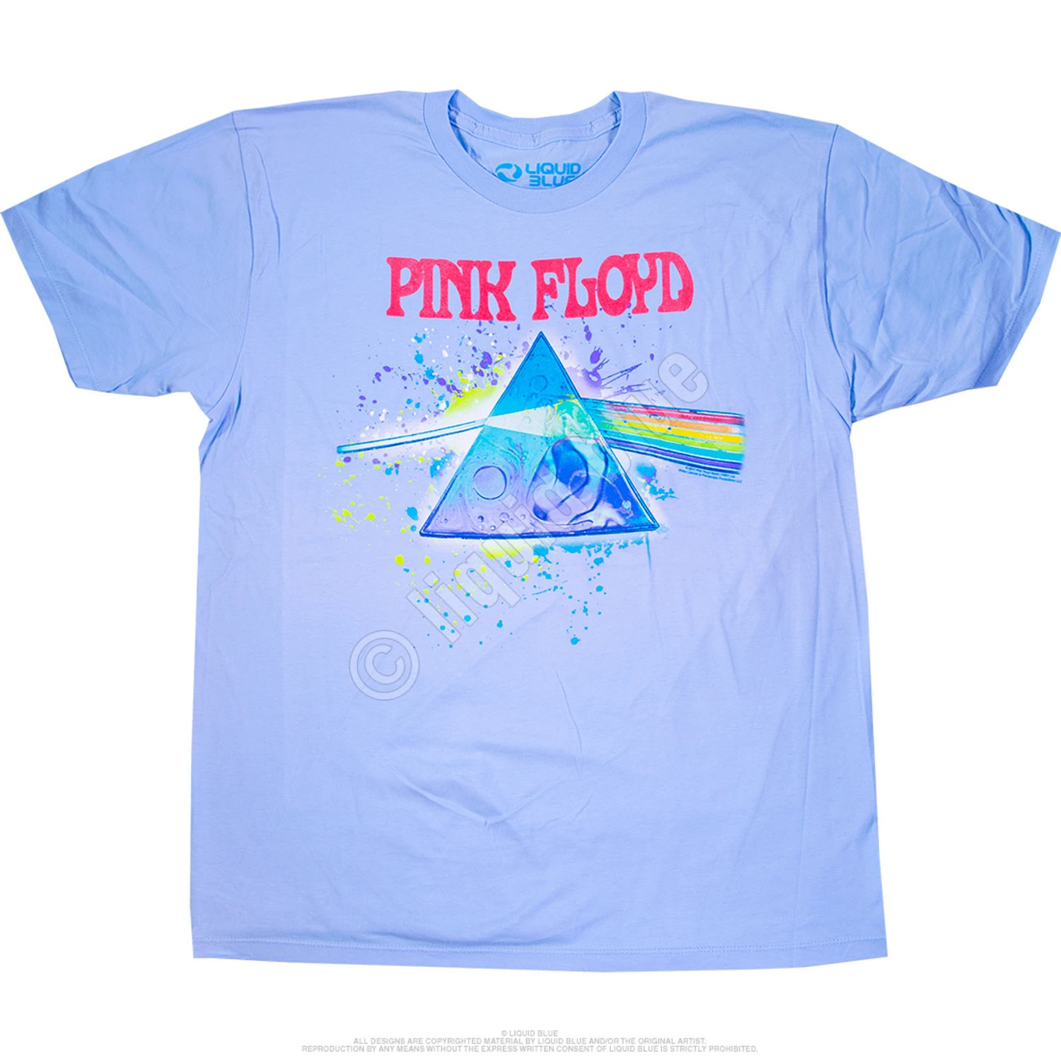 Pink Floyd PF Oil Paint Light Blue Athletic T-Shirt 2 Pink Floyd PF Oil Paint Light Blue Athletic T-Shirt - Image 2