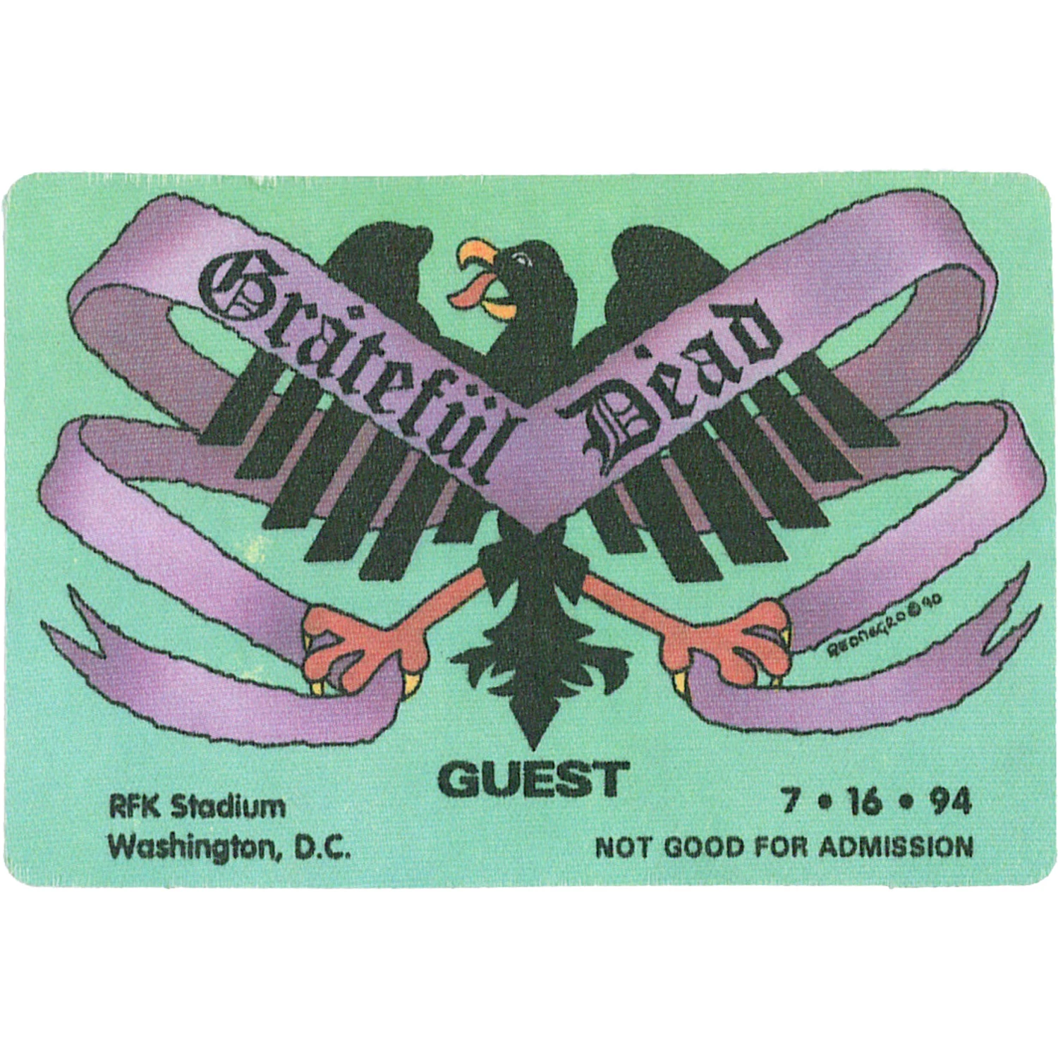 Grateful Dead 1994 07-16 Backstage Pass 2 Grateful Dead 1994 07-16 Backstage Pass - Image 2